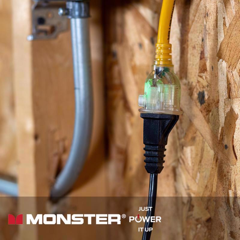 Monster Just Power It Up Outdoor 100 ft. L Yellow Extension Cord 12/3 SJTW