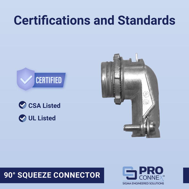 Sigma Engineered Solutions ProConnex 3/8 in. D Die-Cast Zinc Squeeze Connector For AC, MC and FMC/RW