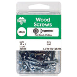 HILLMAN No. 8 X 3 in. L Phillips Zinc-Plated Coarse Wood Screws 25 pk, Pack of 5