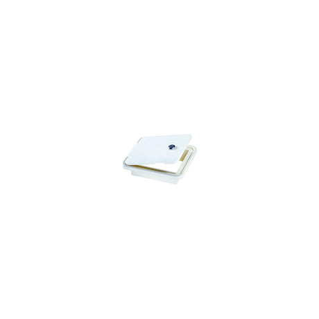 RV Designer B150 White Rectangular Locking RV Cable Hatch - 7.6" x 6.5" x 2"
