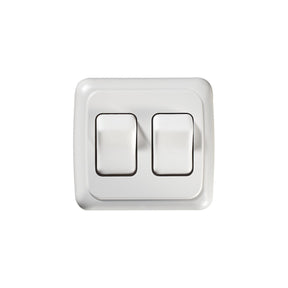 RV Designer S533 White Double On/Off Contoured RV Switch in Plate