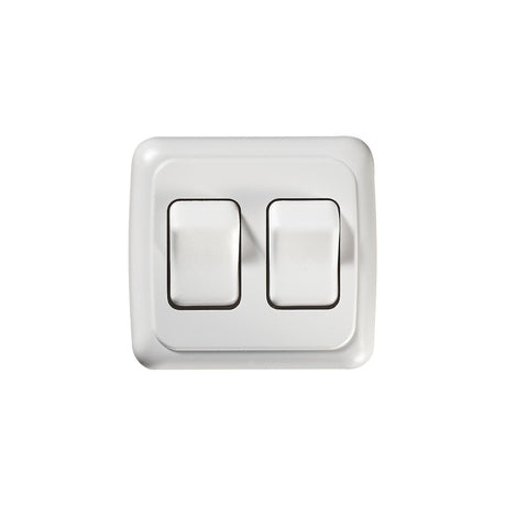 RV Designer S533 White Double On/Off Contoured RV Switch in Plate