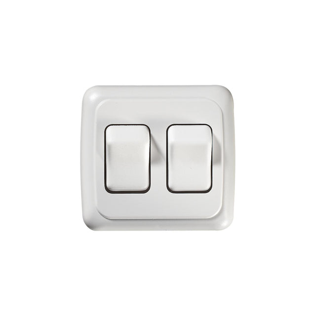 RV Designer S533 White Double On/Off Contoured RV Switch in Plate