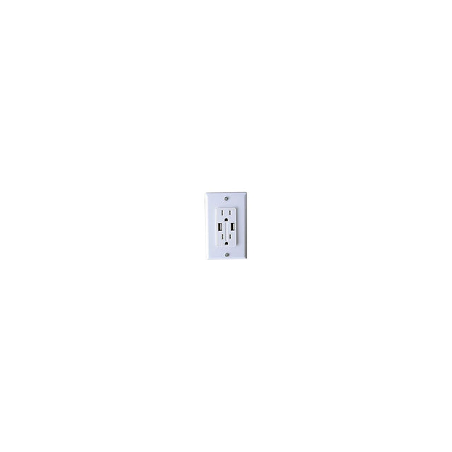 RV Designer S850 AC Dual Outlet With USB Charging Ports, White