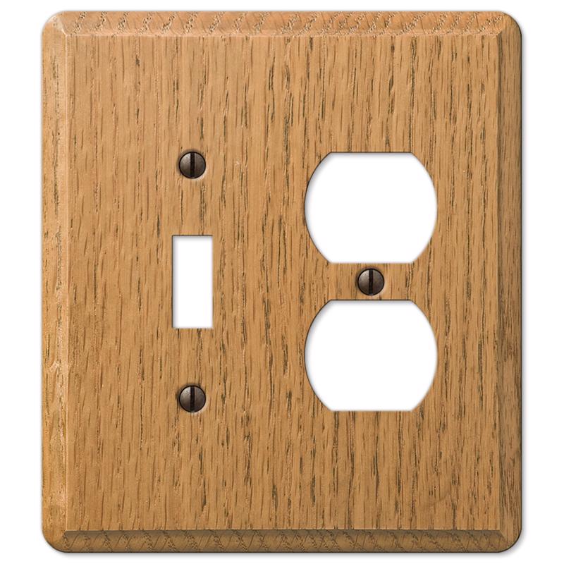 Amerelle Contemporary Light Brown 2 gang Oak Wood Duplex/Toggle Wall Plate 1 pk