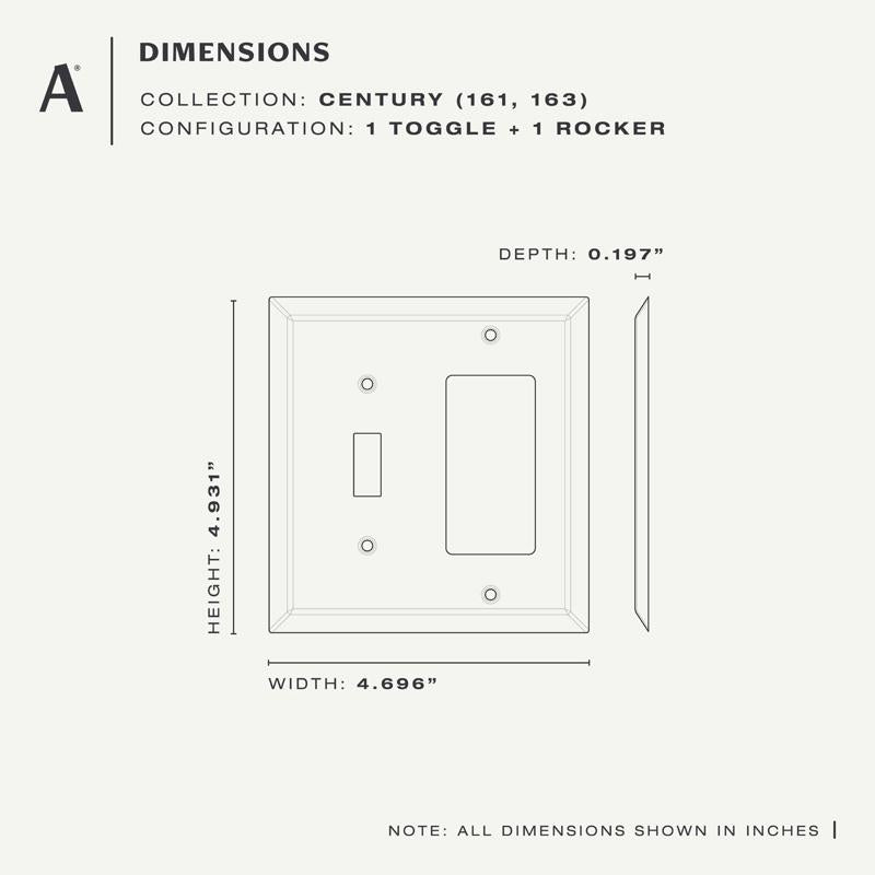 Amerelle Chelsea Brushed Nickel 2 gang Stamped Steel Decorator/Toggle Wall Plate 1 pk