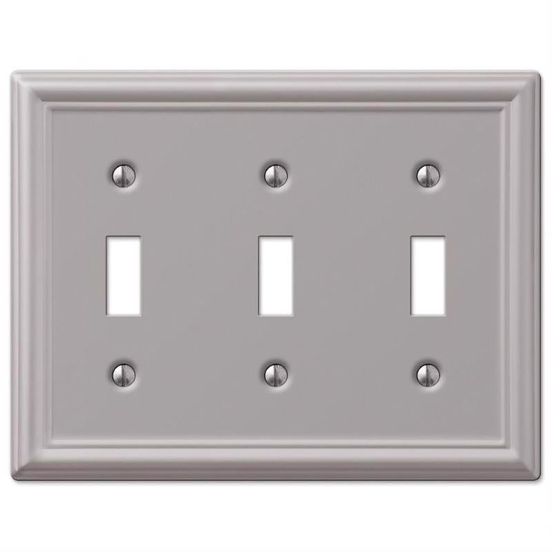 Amerelle Chelsea Brushed Nickel 3 gang Stamped Steel Toggle Wall Plate 1 pk