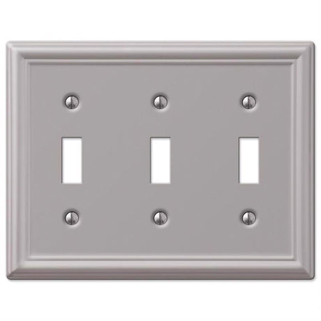 Amerelle Chelsea Brushed Nickel 3 gang Stamped Steel Toggle Wall Plate 1 pk
