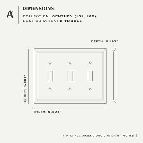 Amerelle Chelsea Brushed Nickel 3 gang Stamped Steel Toggle Wall Plate 1 pk