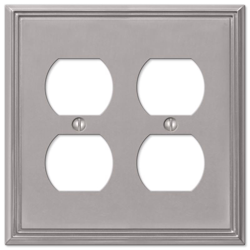 Amerelle Metro Brushed Nickel 2 gang Die-Cast Metal Duplex Wall Plate 1 pk