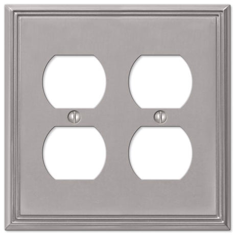 Amerelle Metro Brushed Nickel 2 gang Die-Cast Metal Duplex Wall Plate 1 pk
