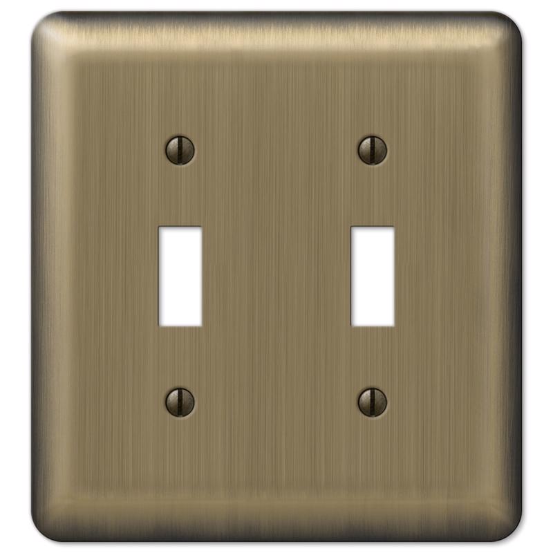 Amerelle Devon Brushed Brass 2 gang Stamped Steel Toggle Wall Plate 1 pk