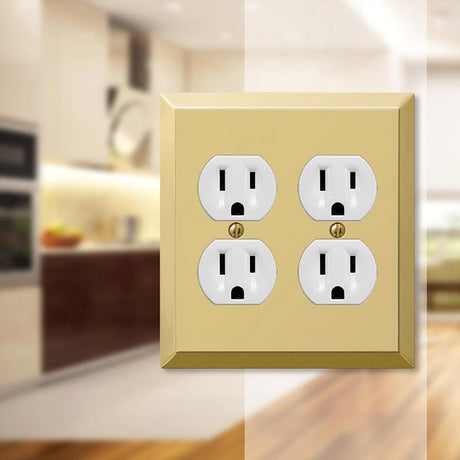Amerelle Century Polished Brass 2 gang Stamped Steel Duplex Wall Plate 1 pk