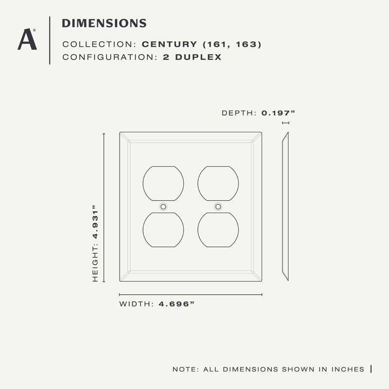 Amerelle Century Polished Brass 2 gang Stamped Steel Duplex Wall Plate 1 pk
