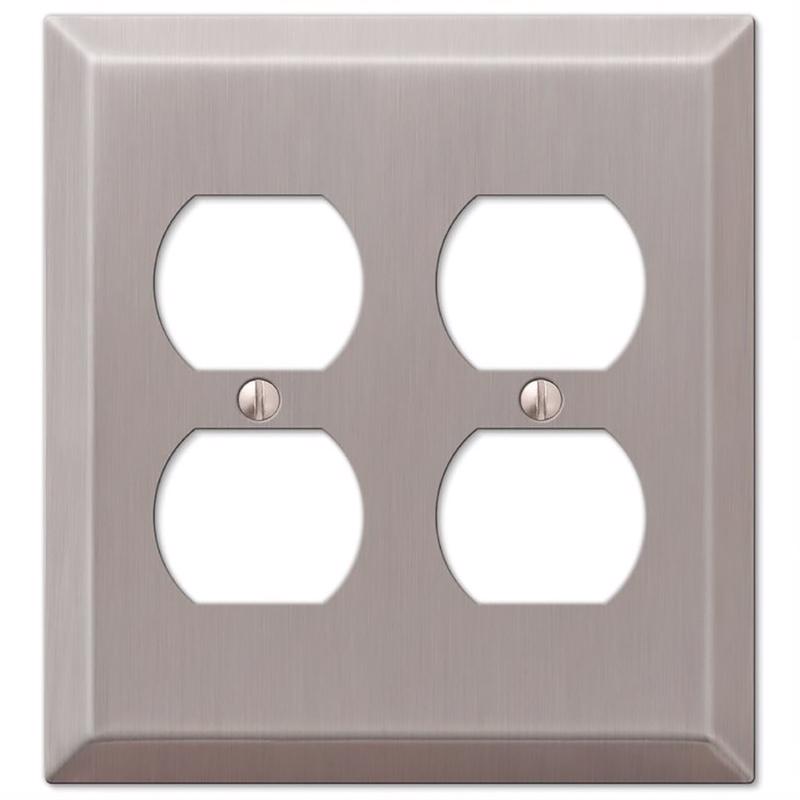 Amerelle Century Brushed Nickel 2 gang Stamped Steel Duplex Wall Plate 1 pk