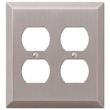 Amerelle Century Brushed Nickel 2 gang Stamped Steel Duplex Wall Plate 1 pk