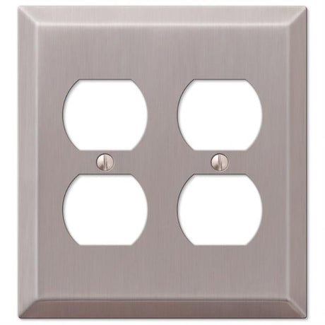 Amerelle Century Brushed Nickel 2 gang Stamped Steel Duplex Wall Plate 1 pk