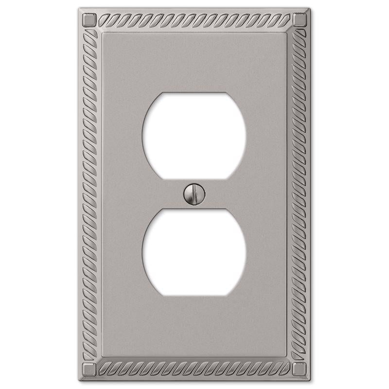 Amerelle Georgian Satin Nickel 1 gang Die-Cast Metal Duplex Wall Plate 1 pk