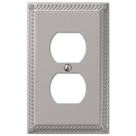 Amerelle Georgian Satin Nickel 1 gang Die-Cast Metal Duplex Wall Plate 1 pk