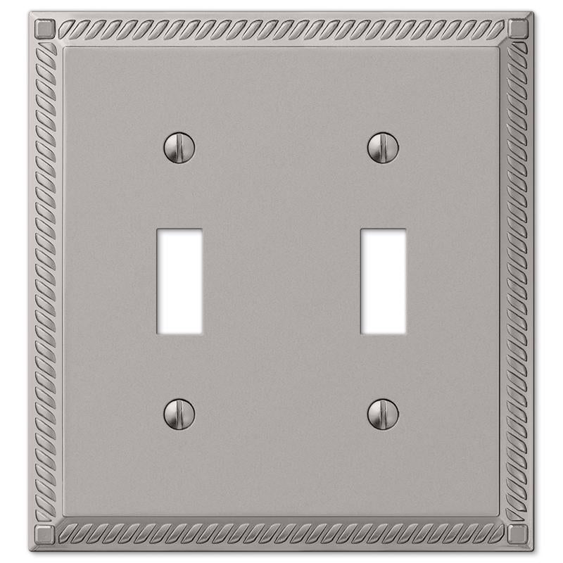 Amerelle Georgian Satin Nickel 2 gang Die-Cast Metal Toggle Wall Plate 1 pk