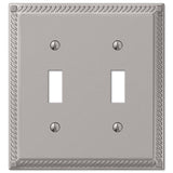 Amerelle Georgian Satin Nickel 2 gang Die-Cast Metal Toggle Wall Plate 1 pk