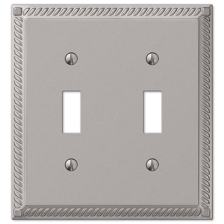 Amerelle Georgian Satin Nickel 2 gang Die-Cast Metal Toggle Wall Plate 1 pk