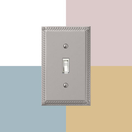 Amerelle Georgian Satin Nickel 2 gang Die-Cast Metal Toggle Wall Plate 1 pk