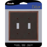 Amerelle Metro Aged Bronze 2 gang Die-Cast Metal Toggle Wall Plate 1 pk
