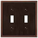 Amerelle Metro Aged Bronze 2 gang Die-Cast Metal Toggle Wall Plate 1 pk
