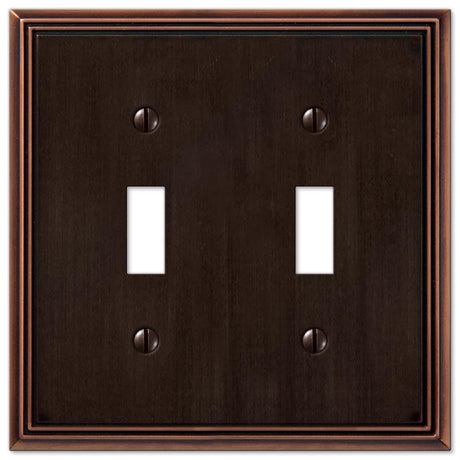 Amerelle Metro Aged Bronze 2 gang Die-Cast Metal Toggle Wall Plate 1 pk