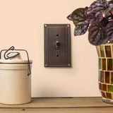 Amerelle Imperial Bead Aged Bronze 2 gang Die-Cast Metal Toggle Wall Plate 1 pk