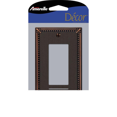 Amerelle Imperial Bead Aged Bronze 1 gang Die-Cast Metal Decorator Wall Plate 1 pk