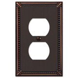 Amerelle Imperial Bead Aged Bronze 1 gang Die-Cast Metal Duplex Wall Plate 1 pk