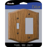 Amerelle Country Medium Brown 2 gang Oak Wood Decorator/Toggle Wall Plate 1 pk