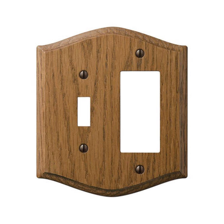 Amerelle Country Medium Brown 2 gang Oak Wood Decorator/Toggle Wall Plate 1 pk