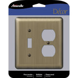 Amerelle Devon Brushed Brass 2 gang Stamped Steel Duplex/Toggle Wall Plate 1 pk
