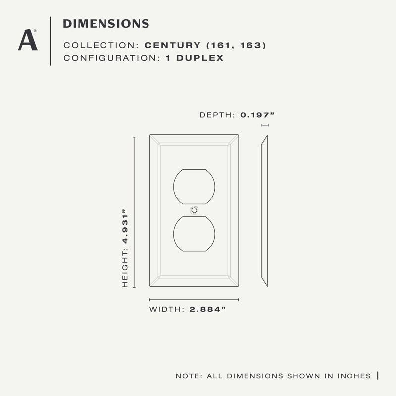 Amerelle Century Antique Copper 1 gang Stamped Steel Duplex Wall Plate 1 pk