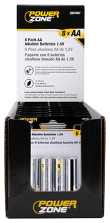 PowerZone LR6-8P-DB Battery, 1.5 V Battery, AA Battery, Zinc, Manganese Dioxide, and Potassium Hydroxide, Pack of 10