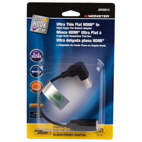 Monster Just Hook It Up Flat Bottom HDMI Angle Adapter 1 pk