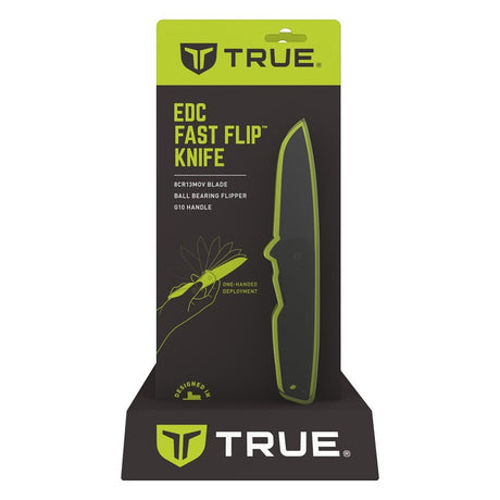 True TRU-FMK-0006 Flipper Knife, 3 in L Blade, Stainless Steel Blade