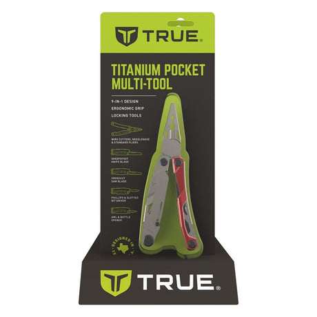 True TITANIUM POCKET TRU-MTL-1009 Multi-Tool, 9-Function