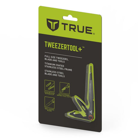 True TweezerTool+ Series TRU-MTL-1008 Keychain Multi-Tool, 1-1/2 in Point, Drop Point, Steel, Black Oxide, 3.78 in OAL