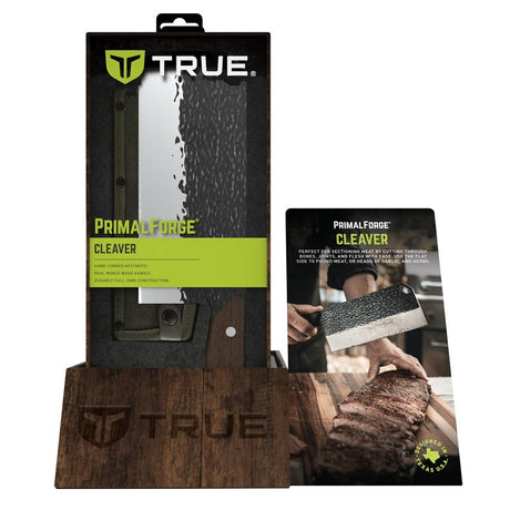 True PrimalForge Series TRU-FXK-1019 Cleaver Knife, Stainless Steel Blade, Monzo Wood Handle