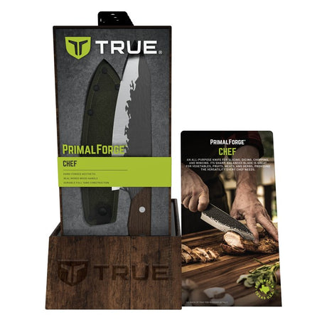 True PrimalForge Series TRU-FXK-0007 Chef Knife, Stainless Steel Blade, Monzo Wood Handle, Razor Sharp Edge Blade