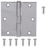 ProSource 20338BCX Square Corner Door Hinge, Steel, Chrome, Loose Pin, 180 deg Range of Motion, Screw Mount Mounting
