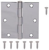 ProSource 20338BCX Square Corner Door Hinge, Steel, Chrome, Loose Pin, 180 deg Range of Motion, Screw Mount Mounting