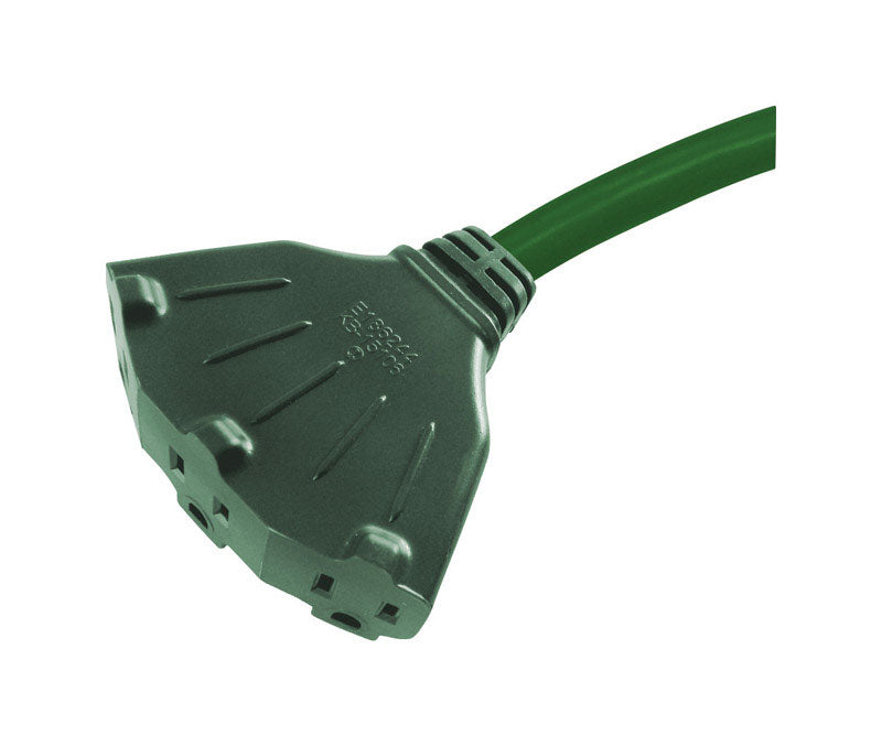 Projex Indoor or Outdoor 50 ft. L Green Triple Outlet Cord 16/3 SJTW