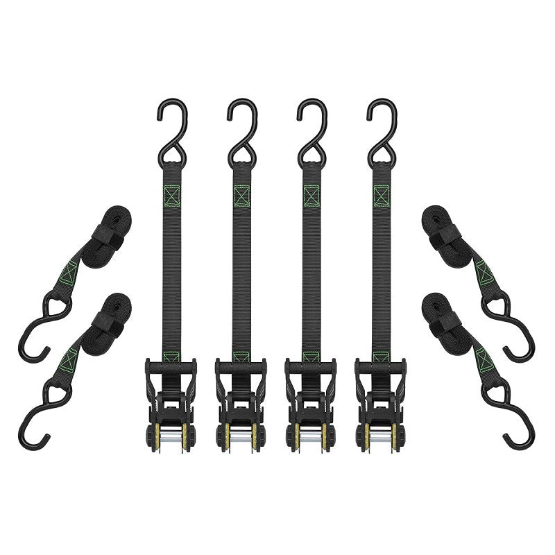 SmartStrap 4630 Tactical Tie-Down, 1 in W, 14 ft L, Polyester, Dark Gray, 500 lb Working Load, S-Hook End