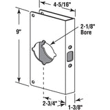 Prime-Line U 9549 Lock and Door Reinforcer, 2-3/4 in Backset, 1-3/8 in Thick Door, Brass, Bright Brass, 9 in H