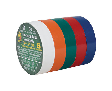 Duck 1/2 in. W X 20 ft. L Assorted Vinyl Electrical Tape, Pack of 12